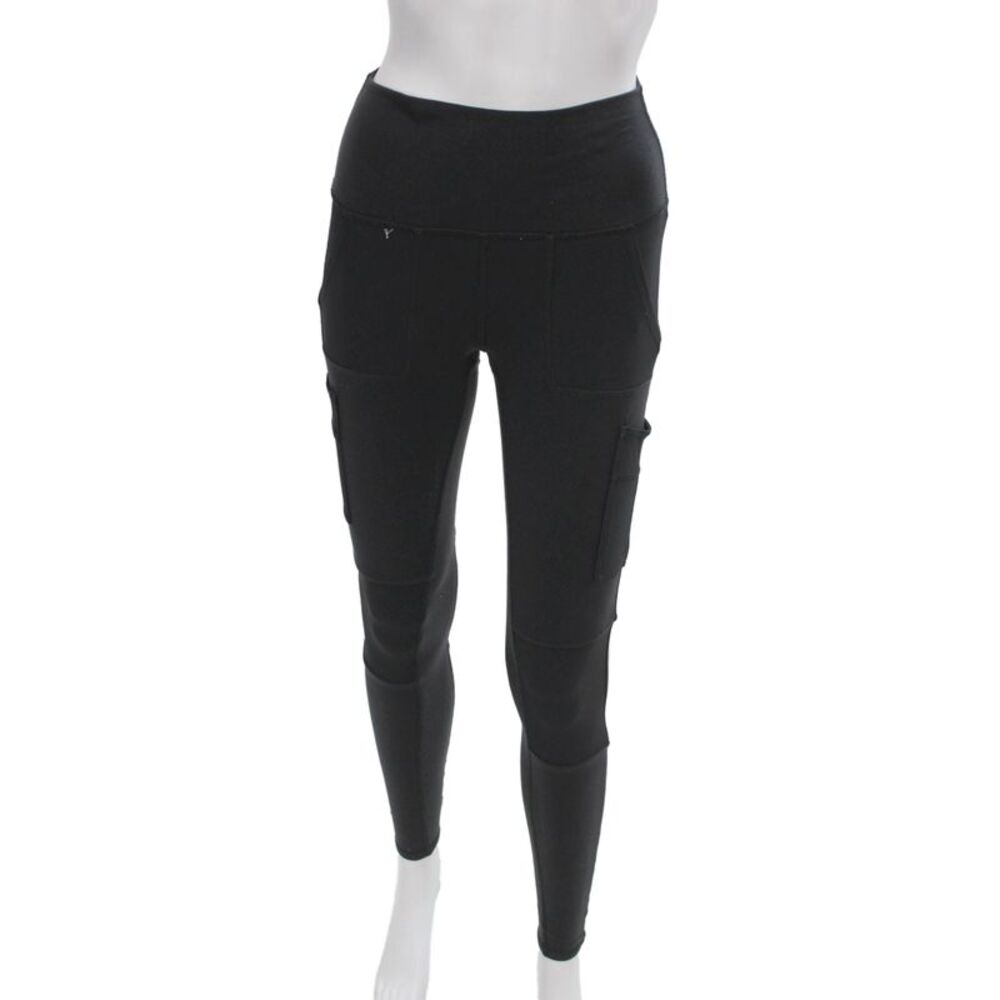 Alo Women Athleisure Ankle Leggings Black Polyester Pull On Size XS